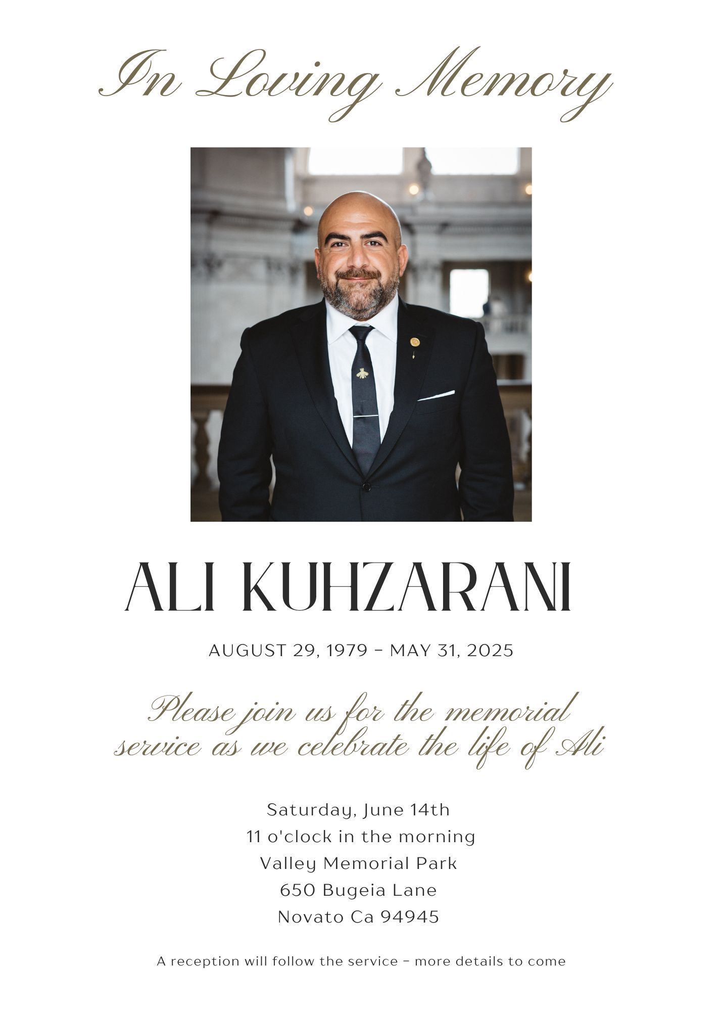 Ali Kuhzarani Obituary